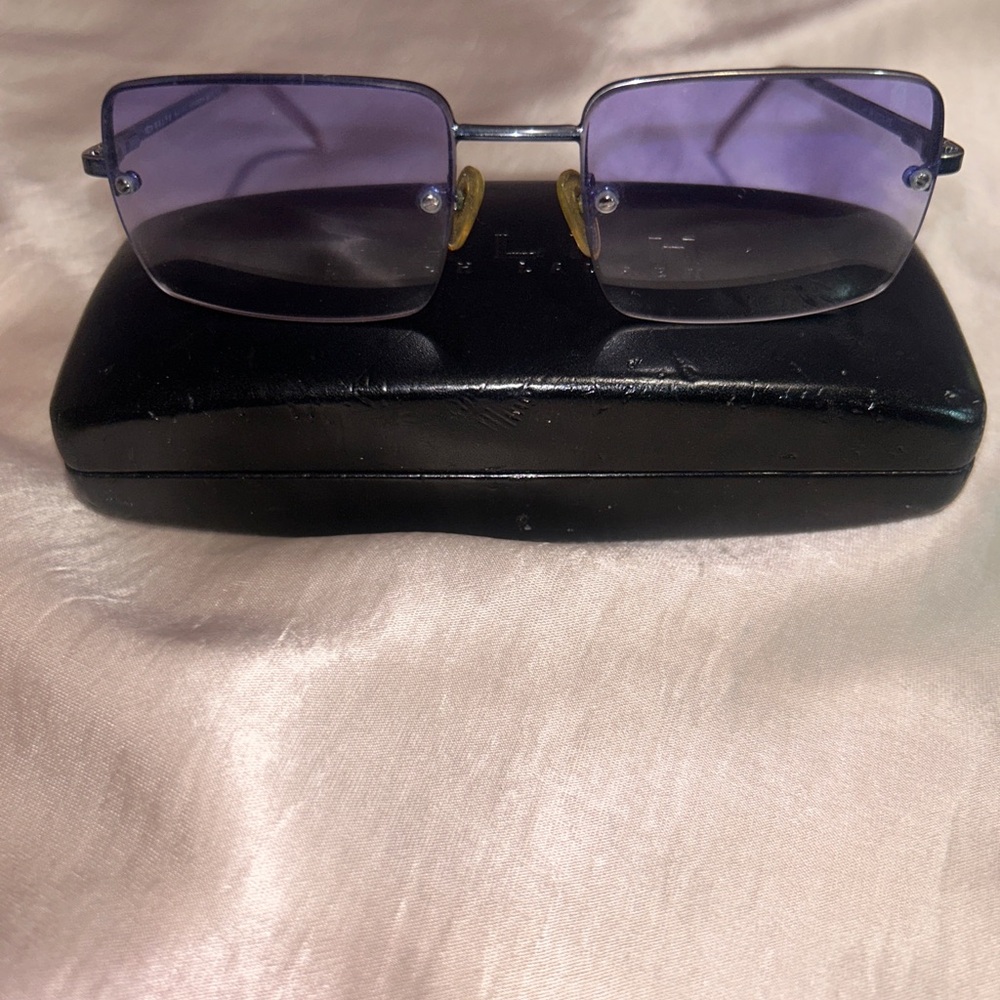 Vintage Ralph Lauren Rectangular Rimless Blue Gradient Lenses Sunglasses - Picture 3 of 9